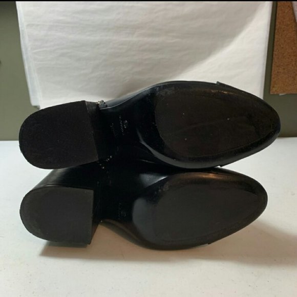 BLOCCO 5 BLACK LEATHER BOOTS GROMMETS Womens 38 / 7.5 - 8 goth witchy office - Picture 5 of 9